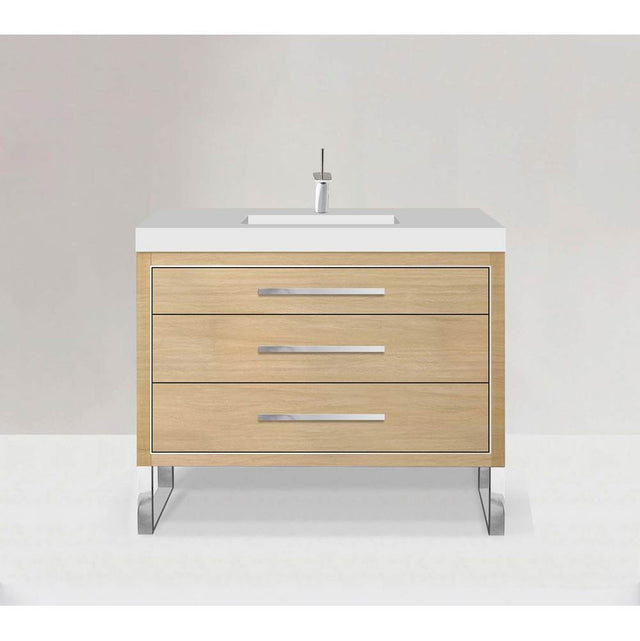 Madeli - Madeli Estate 48C'' Free standing Vanity Cabinet in Natural Oak/HW: Polished Nickel(PN) - Natural Oak With Polished Nickel