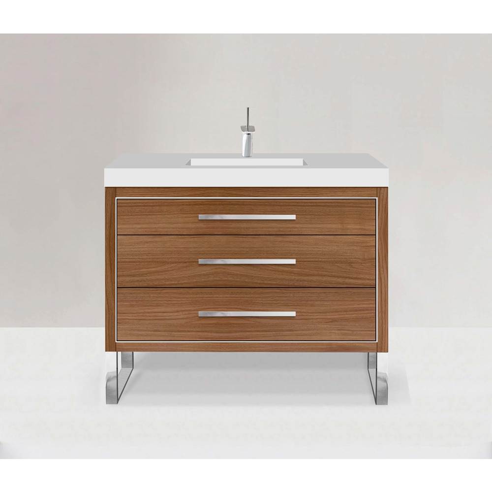 Madeli - Madeli Estate 48C'' Free standing Vanity Cabinet in Natural Walnut/HW: Satin Brass(SB) - Natural Walnut With Satin Brass