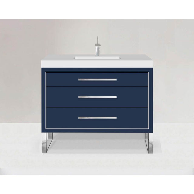 Madeli - Madeli Estate 48C'' Free standing Vanity Cabinet in Sapphire/HW: Polished Chrome(PC) - Sapphire With Polished Chrome
