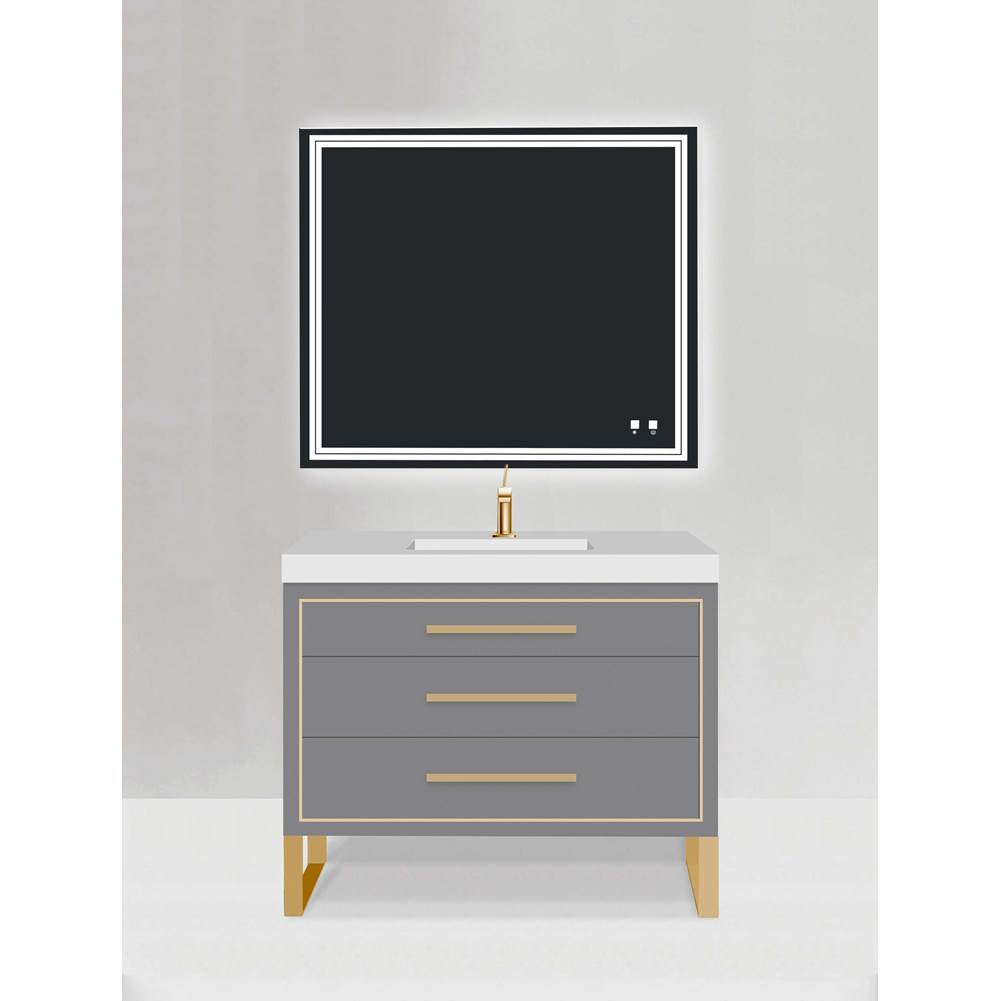 Madeli - Madeli Estate 48C'' Free standing Vanity Cabinet in Studio Grey/HW: Satin Brass(SB) - Studio Gray With Satin Brass