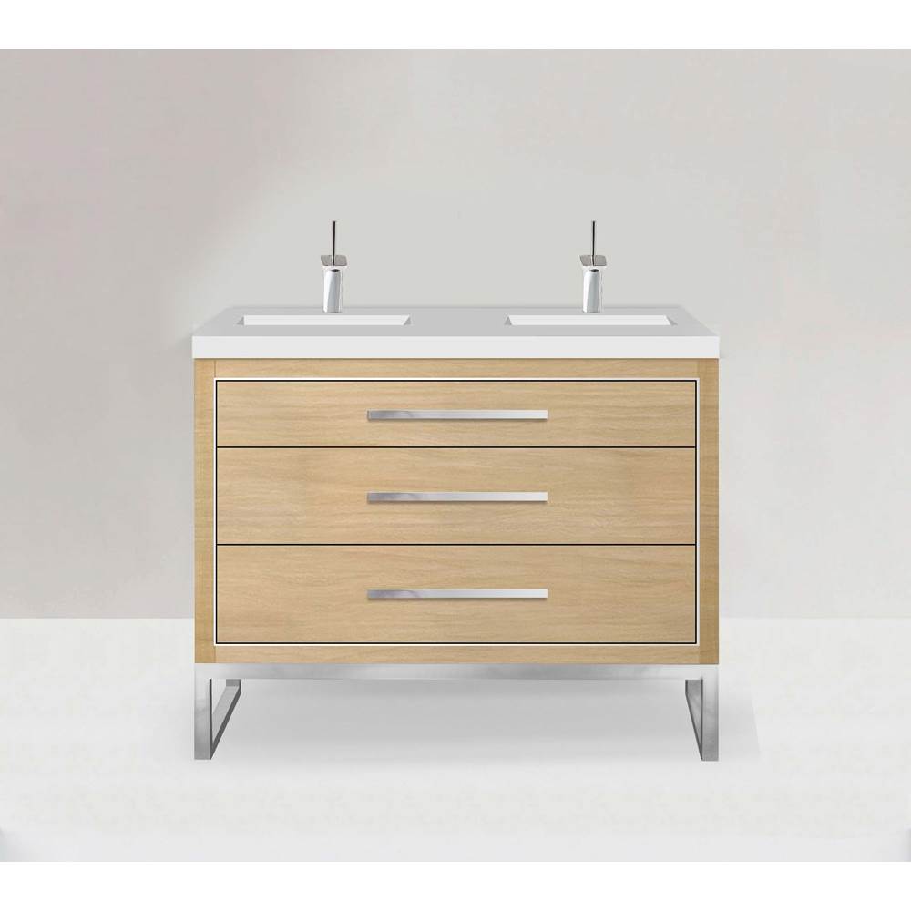 Madeli - Madeli Estate 48D'' Free standing Vanity Cabinet in Natural Oak/HW: Brushed Nickel(BN) - Natural Oak With Brushed Nickel