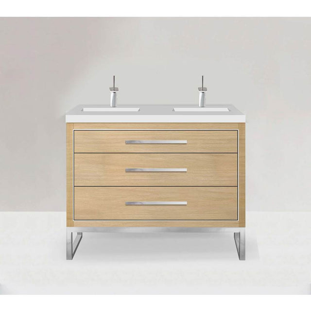 Madeli - Madeli Estate 48D'' Free standing Vanity Cabinet in Natural Oak/HW: Polished Chrome(PC) - Natural Oak With Polished Chrome