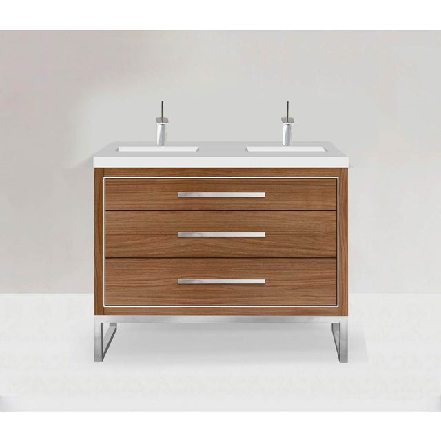 Madeli - Madeli Estate 48D'' Free standing Vanity Cabinet in Natural Walnut/HW: Matte Black(MB) - Natural Walnut With Matte Black