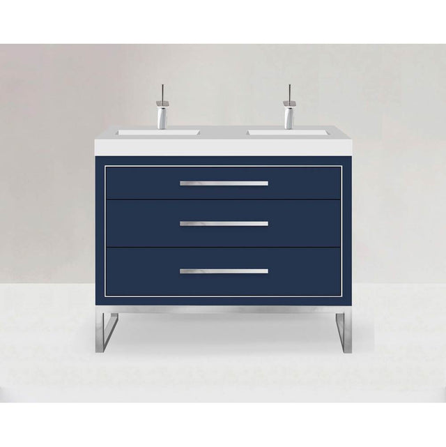 Madeli - Madeli Estate 48D'' Free standing Vanity Cabinet in Sapphire/HW: Satin Brass(SB) - Sapphire With Satin Brass