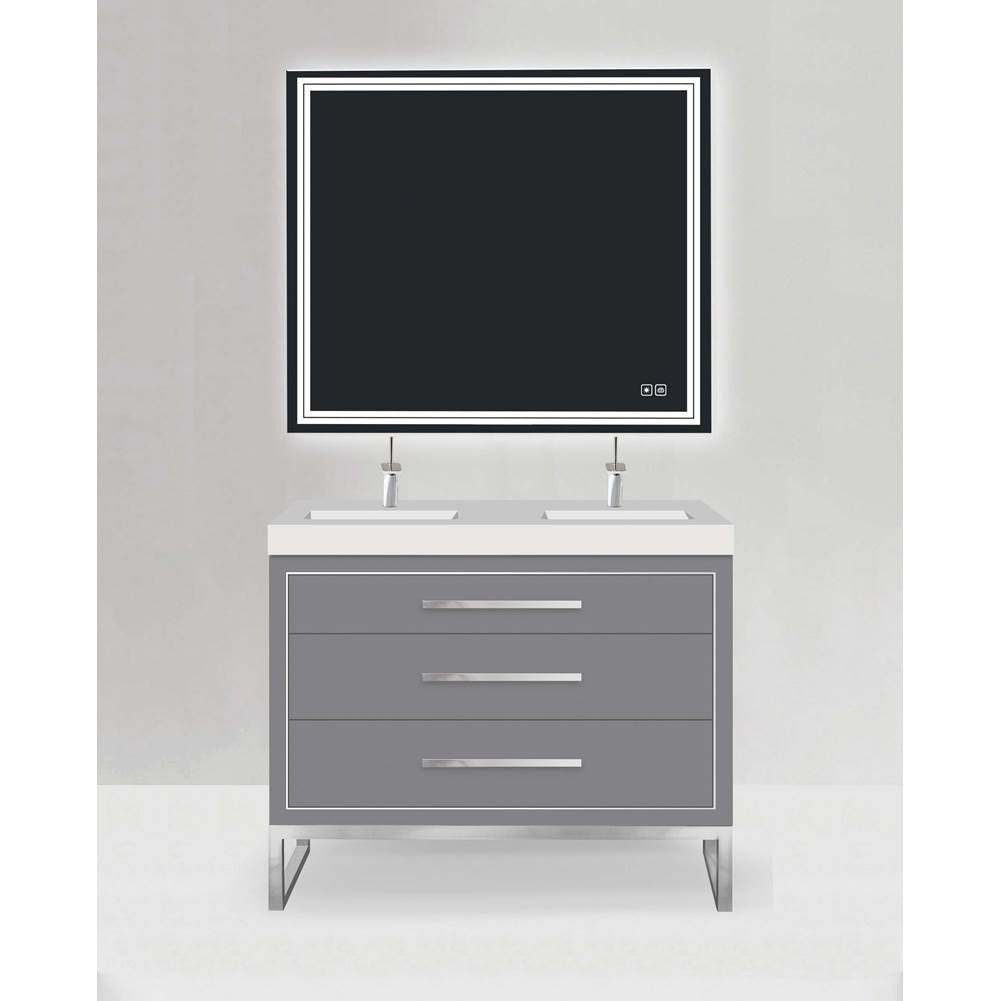 Madeli - Madeli Estate 48D'' Free standing Vanity Cabinet in Grey/HW: Polished Nickel(PN) - Studio Gray With Polished Nickel