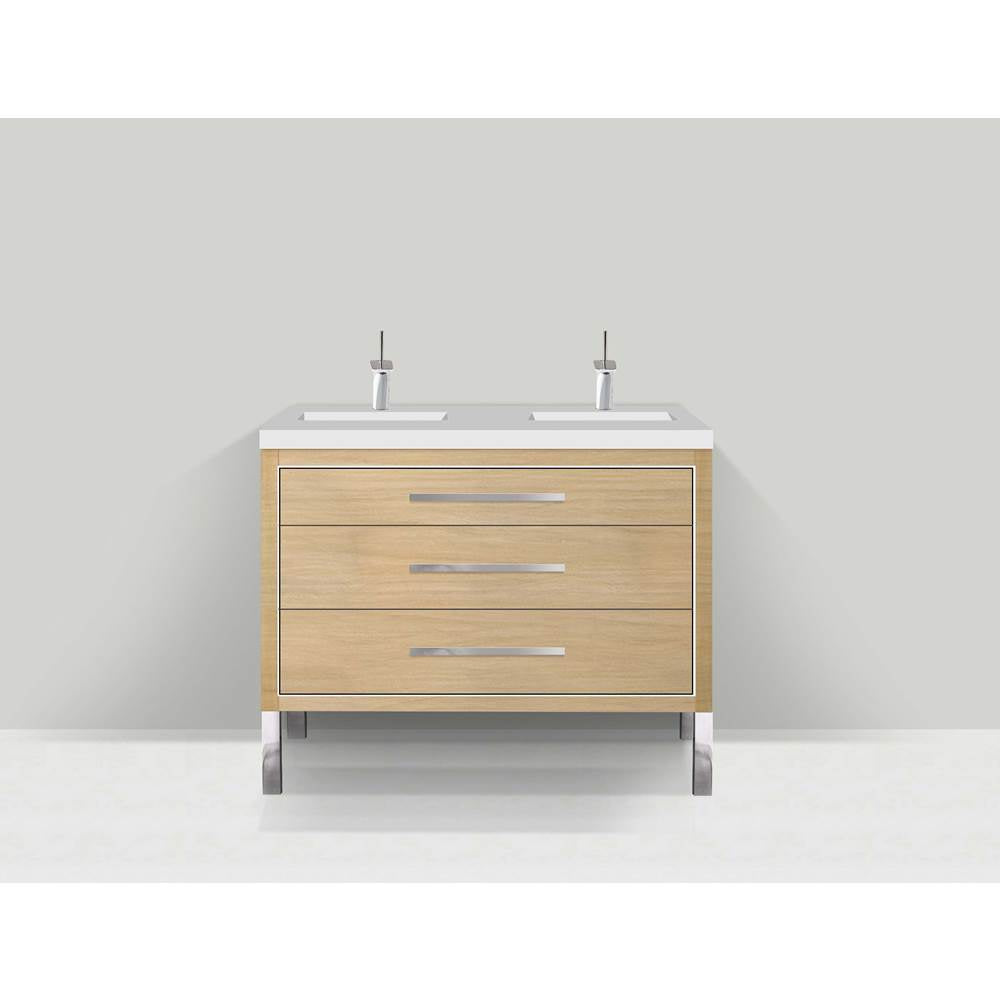 Madeli - Madeli Estate 48D'' Free standing Vanity Cabinet in Natural Oak/HW: Satin Brass(SB) - Natural Oak With Satin Brass