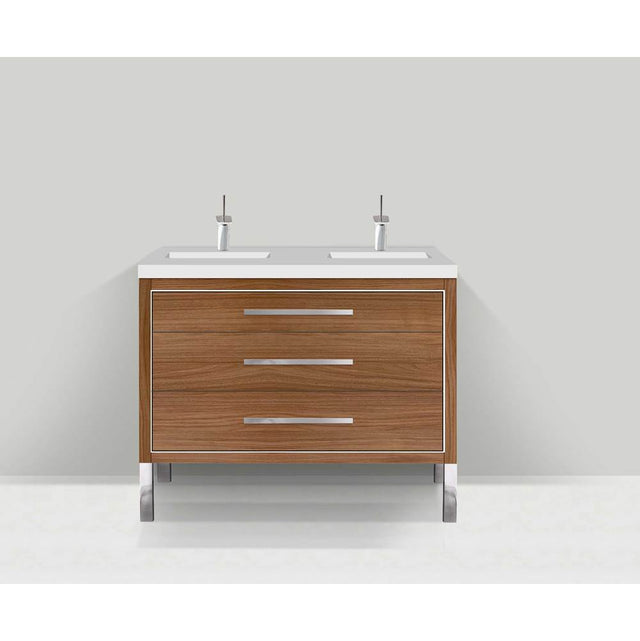 Madeli - Madeli Estate 48D'' Free standing Vanity Cabinet in Natural Walnut/HW: Brushed Nickel(BN) - Natural Walnut With Brushed Nickel