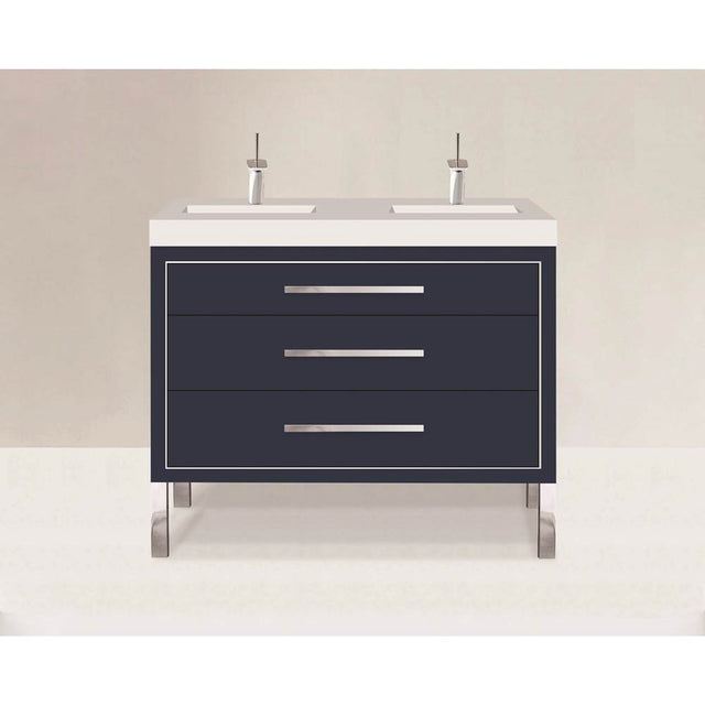 Madeli - Madeli Estate 48D'' Free standing Vanity Cabinet in Sapphire/HW: Brushed Nickel(BN) - Sapphire With Brushed Nickel