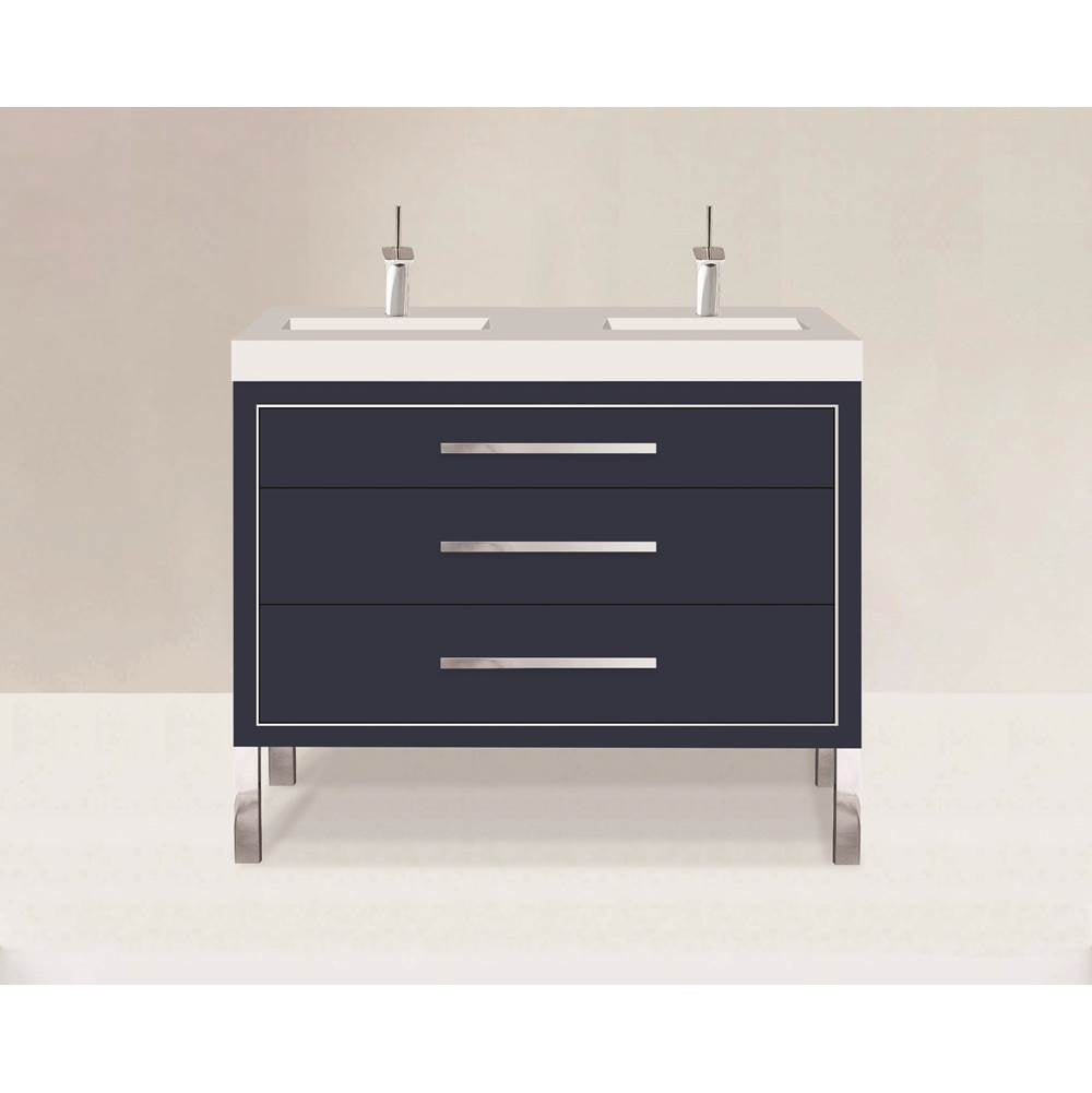 Madeli - Madeli Estate 48D'' Free standing Vanity Cabinet in Sapphire/HW: Polished Chrome(PC) - Sapphire With Polished Chrome
