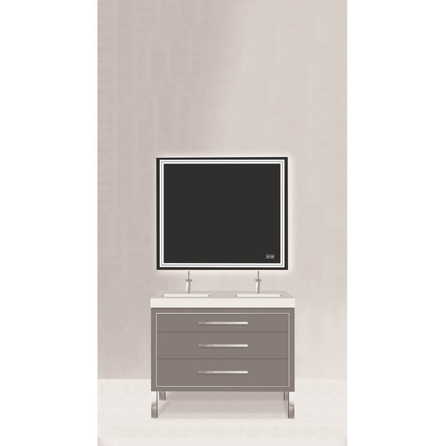 Madeli - Madeli Estate 48D'' Free standing Vanity Cabinet in Grey/HW: Matte Black(MB) - Studio Gray With Matte Black