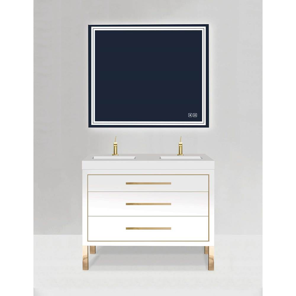 Madeli - Madeli Estate 48D'' Free standing Vanity Cabinet in Grey/HW: Polished Nickel(PN) - White With Polished Nickel