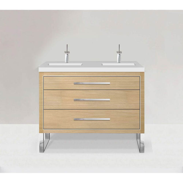 Madeli - Madeli Estate 48D'' Free standing Vanity Cabinet in Natural Oak/HW: Satin Brass(SB) - Natural Oak With Satin Brass