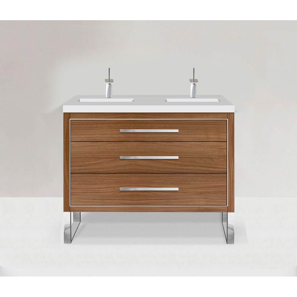 Madeli - Madeli Estate 48D'' Free standing Vanity Cabinet in Natural Walnut/HW: Polished Nickel(PN) - Natural Walnut With Polished Nickel
