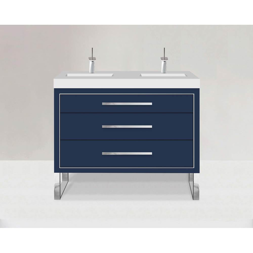 Madeli - Madeli Estate 48D'' Free standing Vanity Cabinet in Sapphire/HW: Polished Chrome(PC) - Sapphire With Polished Chrome