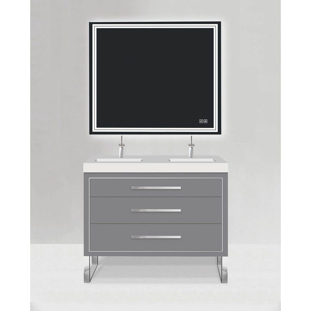 Madeli - Madeli Estate 48D'' Free standing Vanity Cabinet in Grey/HW: Polished Chrome(PC) - Studio Gray With Polished Chrome