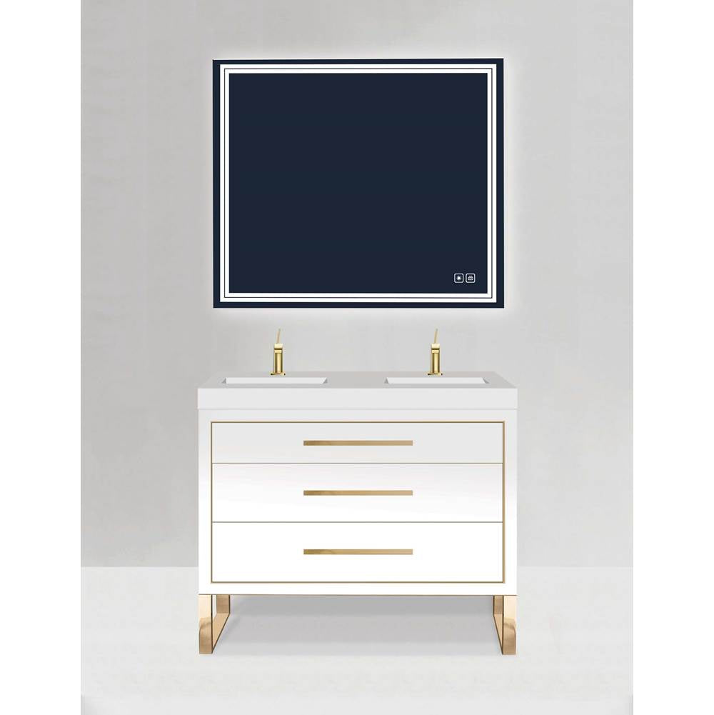 Madeli - Madeli Estate 48D'' Free standing Vanity Cabinet in Grey/HW: Satin Brass(SB) - White With Satin Brass