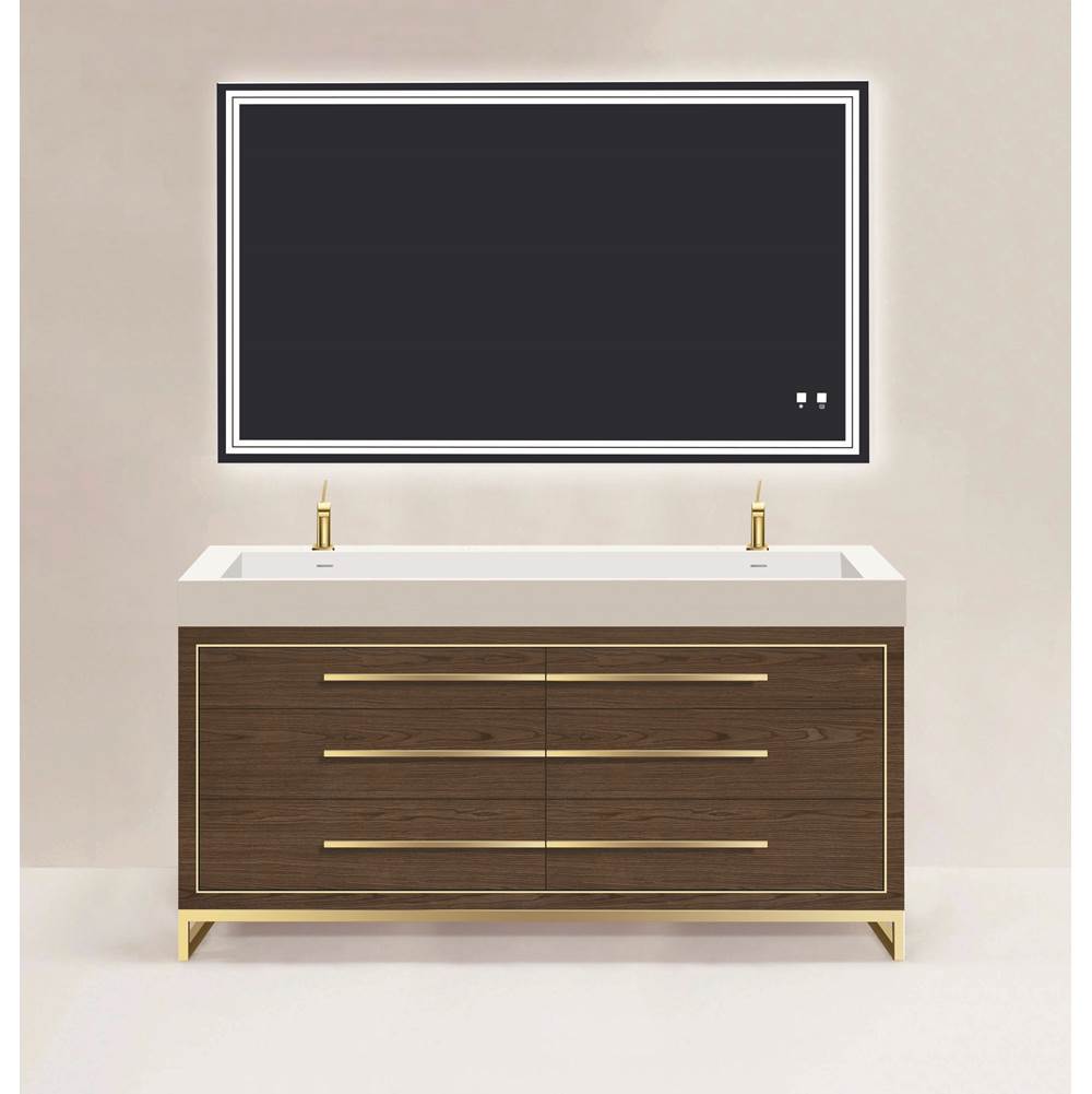 Madeli - Madeli Estate 60D'' Free standing Vanity Cabinet in Brandy/HW: Brushed Nickel(BN) - Brandy With Brushed Nickel