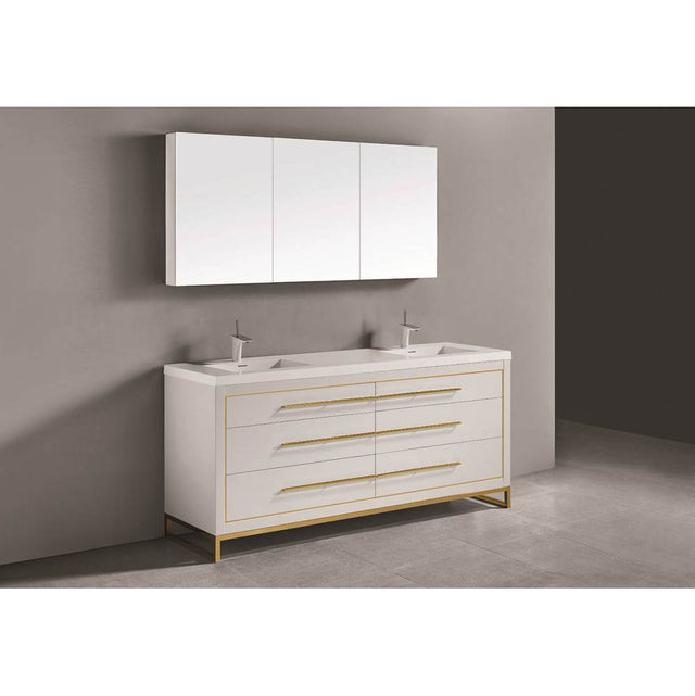 Madeli - Madeli Estate 60D'' Free standing Vanity Cabinet in White/HW: Black(MB) - White With Matte Black
