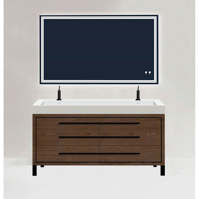 Madeli - Madeli Estate 60D'' Free standing Vanity Cabinet in Brandy/HW: Matte Black(MB) - Brandy With Matte Black
