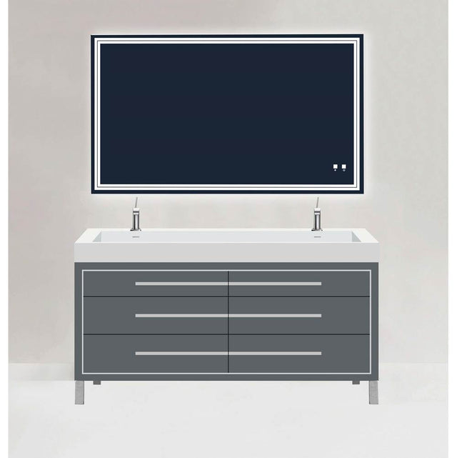 Madeli - Madeli Estate 60D'' Free standing Vanity Cabinet in Studio Grey/HW: Polished Nickel(PN) - Studio Gray With Polished Nickel