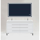 Madeli - Madeli Estate 60D'' Free standing Vanity Cabinet in White/HW: Brushed Nickel(BN) - White With Brushed Nickel