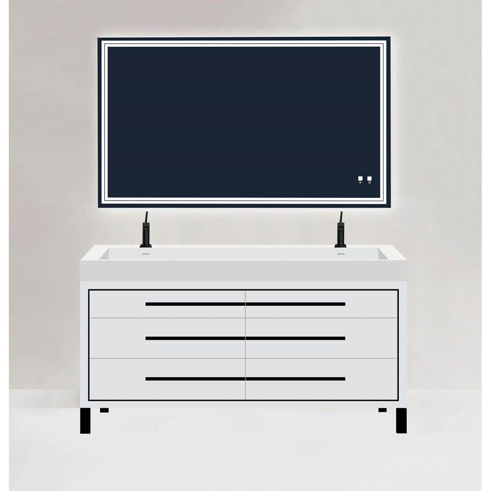 Madeli - Madeli Estate 60D'' Free standing Vanity Cabinet in White/HW: Black(MB) - White With Matte Black