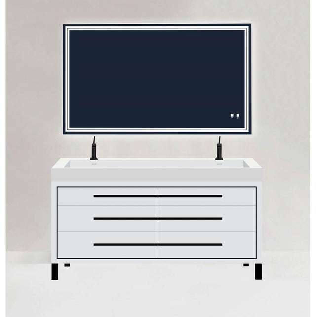 Madeli - Madeli Estate 60D'' Free standing Vanity Cabinet in White/HW: Black(MB) - White With Matte Black