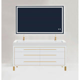 Madeli - Madeli Estate 60D'' Free standing Vanity Cabinet in White/HW: Satin Brass(SB) - White With Satin Brass
