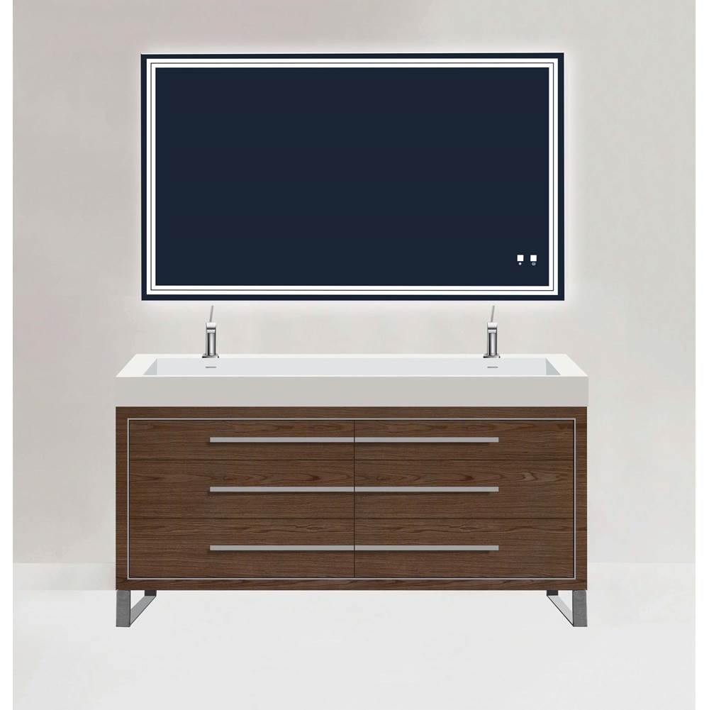 Madeli - Madeli Estate 60D'' Free standing Vanity Cabinet in Brandy/HW: Polished Chrome(PC) - Brandy With Polished Chrome