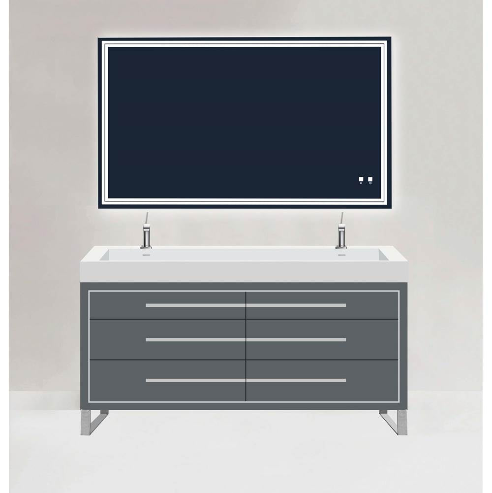 Madeli - Madeli Estate 60D'' Free standing Vanity Cabinet in Studio Grey/HW: Polished Nickel(PN) - Studio Gray With Polished Nickel