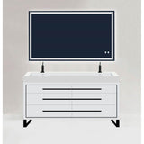 Madeli - Madeli Estate 60D'' Free standing Vanity Cabinet in White/HW: Black(MB) - White With Matte Black