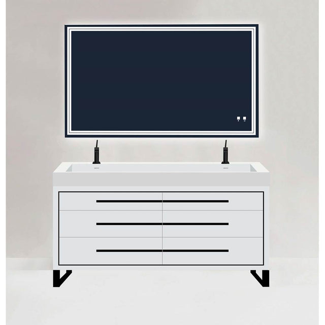 Madeli - Madeli Estate 60D'' Free standing Vanity Cabinet in White/HW: Black(MB) - White With Matte Black