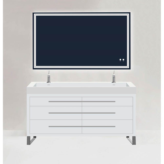 Madeli - Madeli Estate 60D'' Free standing Vanity Cabinet in White/HW: Polished Chrome(PC) - White With Polished Chrome