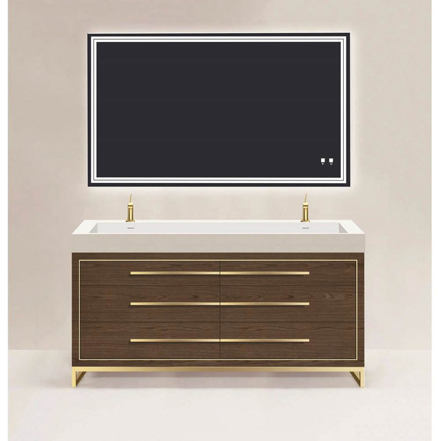 Madeli - Madeli Estate 72'' Free standing Vanity Cabinet in Brandy/HW: Polished Nickel(PN) - Brandy With Polished Nickel