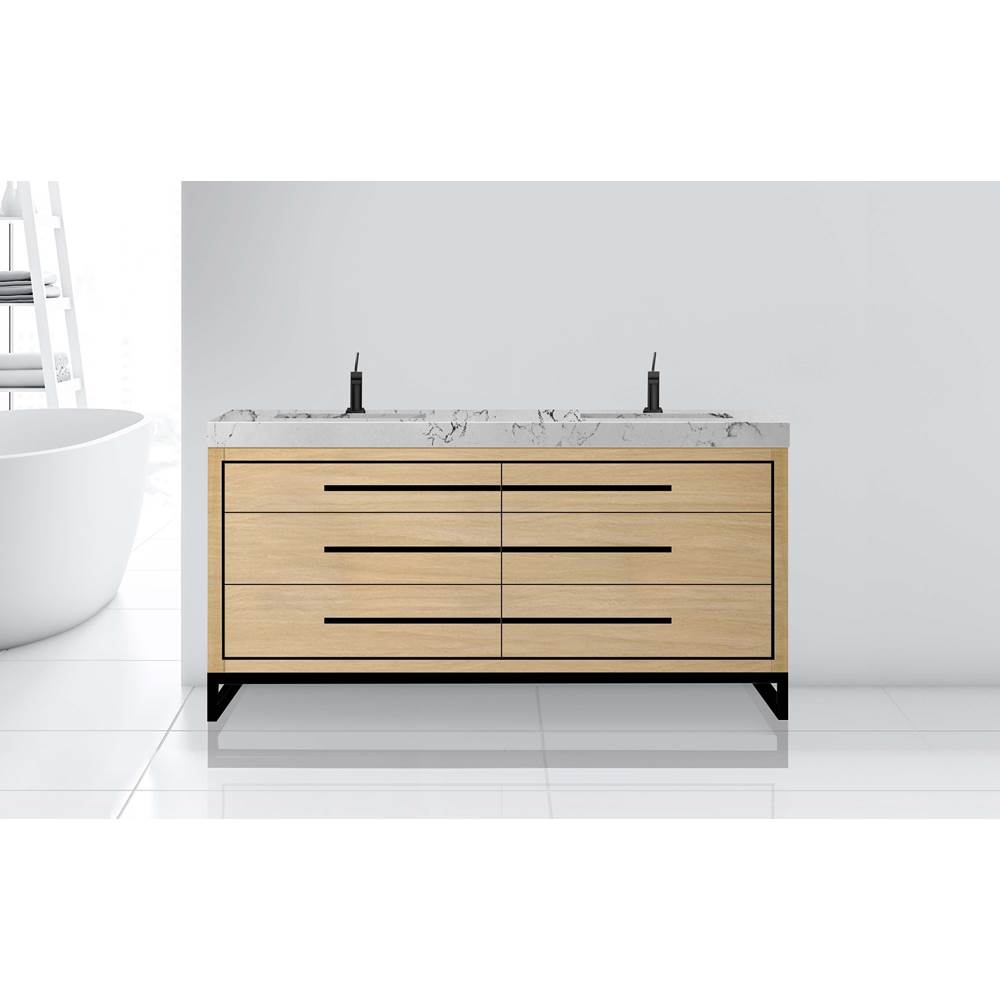 Madeli - Madeli Estate 72'' Free standing Vanity Cabinet in Natural Oak/HW: Matte Black(MB) - Natural Oak With Matte Black