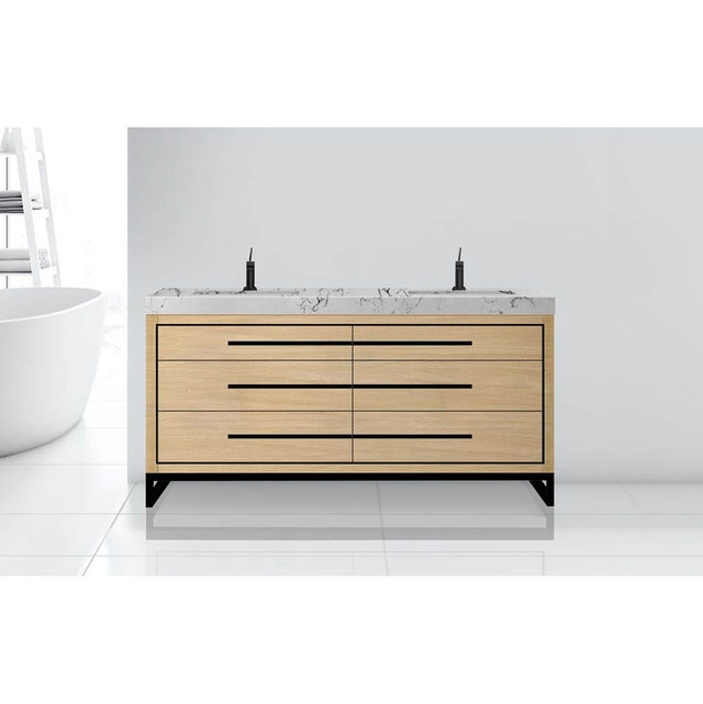 Madeli - Madeli Estate 72'' Free standing Vanity Cabinet in Natural Oak/HW: Polished Chrome(PC) - Natural Oak With Polished Chrome