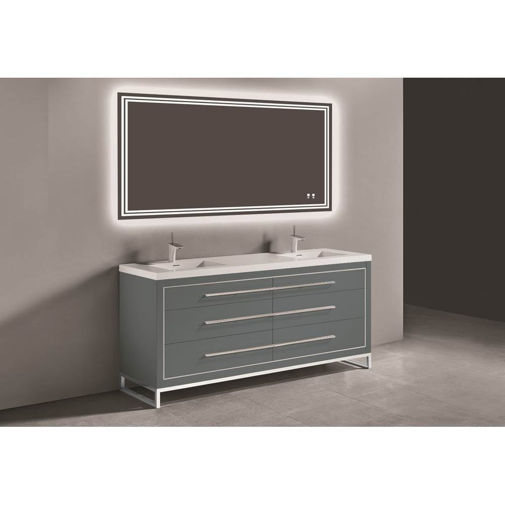 Madeli - Madeli Estate 72'' Free standing Vanity Cabinet in Studio Grey/HW: Polished Nickel(PN) - Studio Gray With Polished Nickel