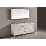 Madeli - Madeli Estate 72'' Free standing Vanity Cabinet in White/HW: Satin Brass(SB) - White With Satin Brass