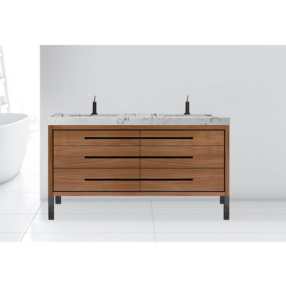 Madeli - Madeli Estate 72'' Free standing Vanity Cabinet in Natural Walnut/HW: Polished Nickel(PN) - Natural Walnut With Polished Nickel