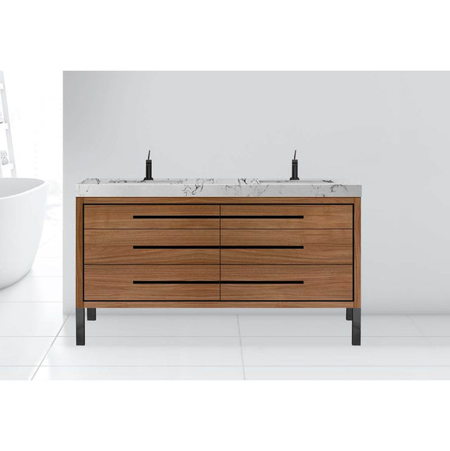 Madeli - Madeli Estate 72'' Free standing Vanity Cabinet in Natural Walnut/HW: Polished Nickel(PN) - Natural Walnut With Polished Nickel