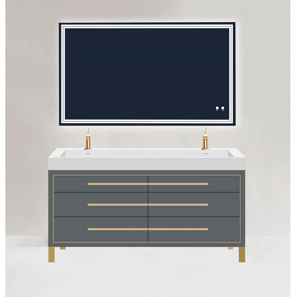 Madeli - Madeli Estate 72'' Free standing Vanity Cabinet in Studio Grey/HW: Satin Brass(SB) - Studio Gray With Satin Brass
