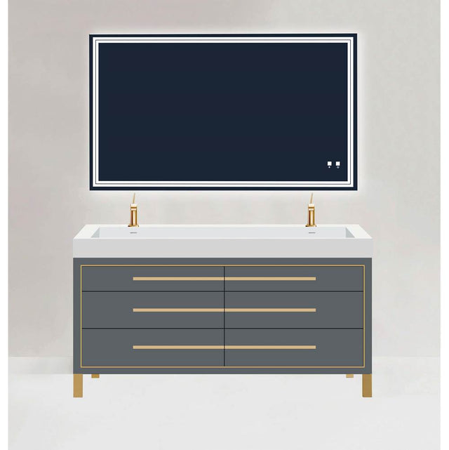 Madeli - Madeli Estate 72'' Free standing Vanity Cabinet in Studio Grey/HW: Satin Brass(SB) - Studio Gray With Satin Brass