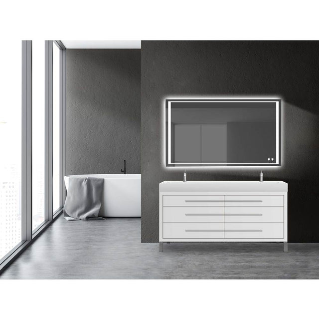 Madeli - Madeli Estate 72'' Free standing Vanity Cabinet in White/HW: Polished Chrome(PC) - White With Polished Chrome