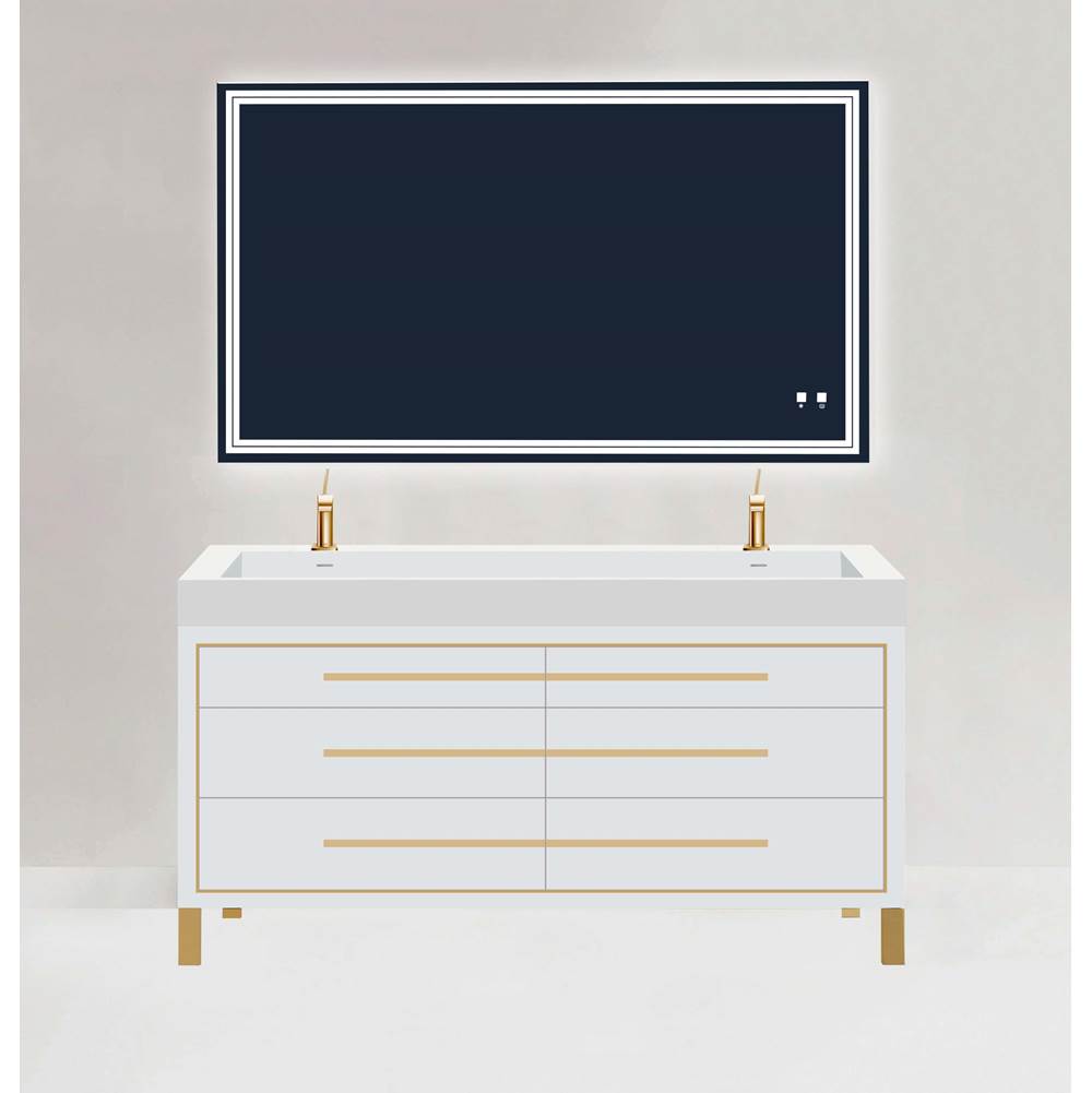 Madeli - Madeli Estate 72'' Free standing Vanity Cabinet in White/HW: Satin Brass(SB) - White With Satin Brass