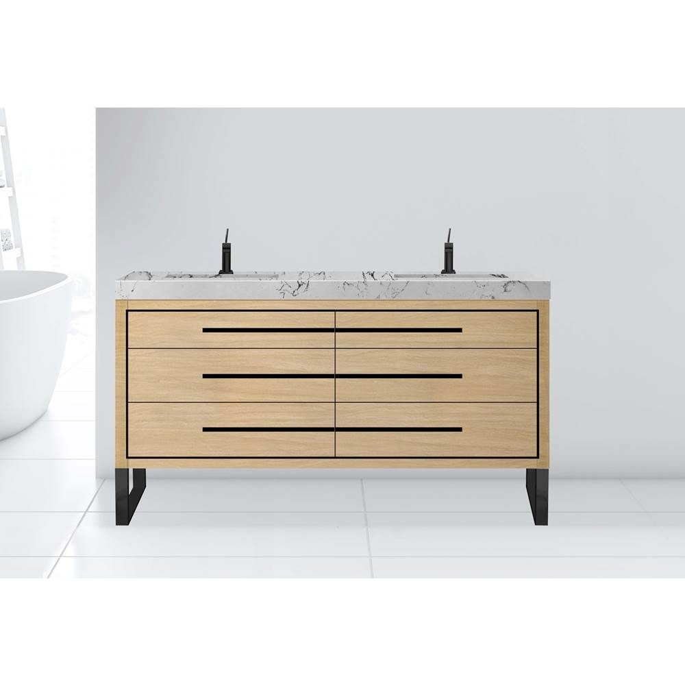 Madeli - Madeli Estate 72'' Free standing Vanity Cabinet in Natural Oak/HW: Brushed Nickel(BN) - Natural Oak With Brushed Nickel