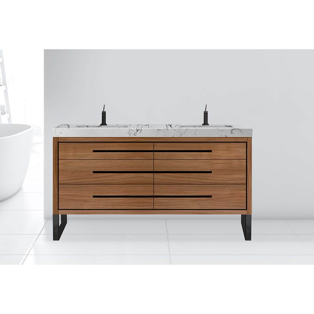 Madeli - Madeli Estate 72'' Free standing Vanity Cabinet in Natural Walnut/HW: Polished Chrome(PC) - Natural Walnut With Polished Chrome