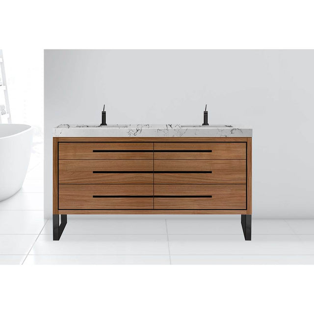 Madeli - Madeli Estate 72'' Free standing Vanity Cabinet in Natural Walnut/HW: Polished Chrome(PC) - Natural Walnut With Polished Chrome