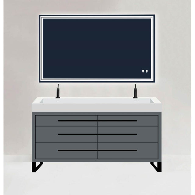Madeli - Madeli Estate 72'' Free standing Vanity Cabinet in Studio Grey/HW: Matte Black(MB) - Studio Gray With Matte Black
