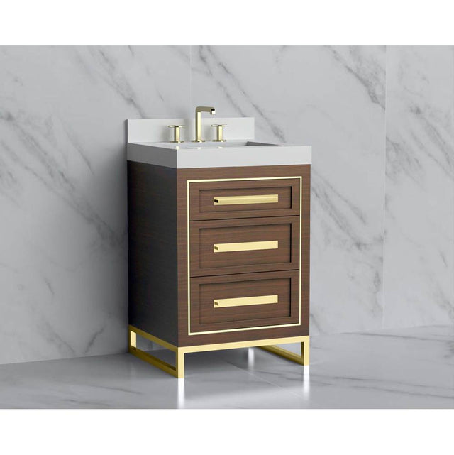 Madeli - Madeli Vision 24'' Free standing Vanity Cabinet in Brandy/HW: Handles/Feet Brushed Nickel(BN) - Brandy With Brushed Nickel