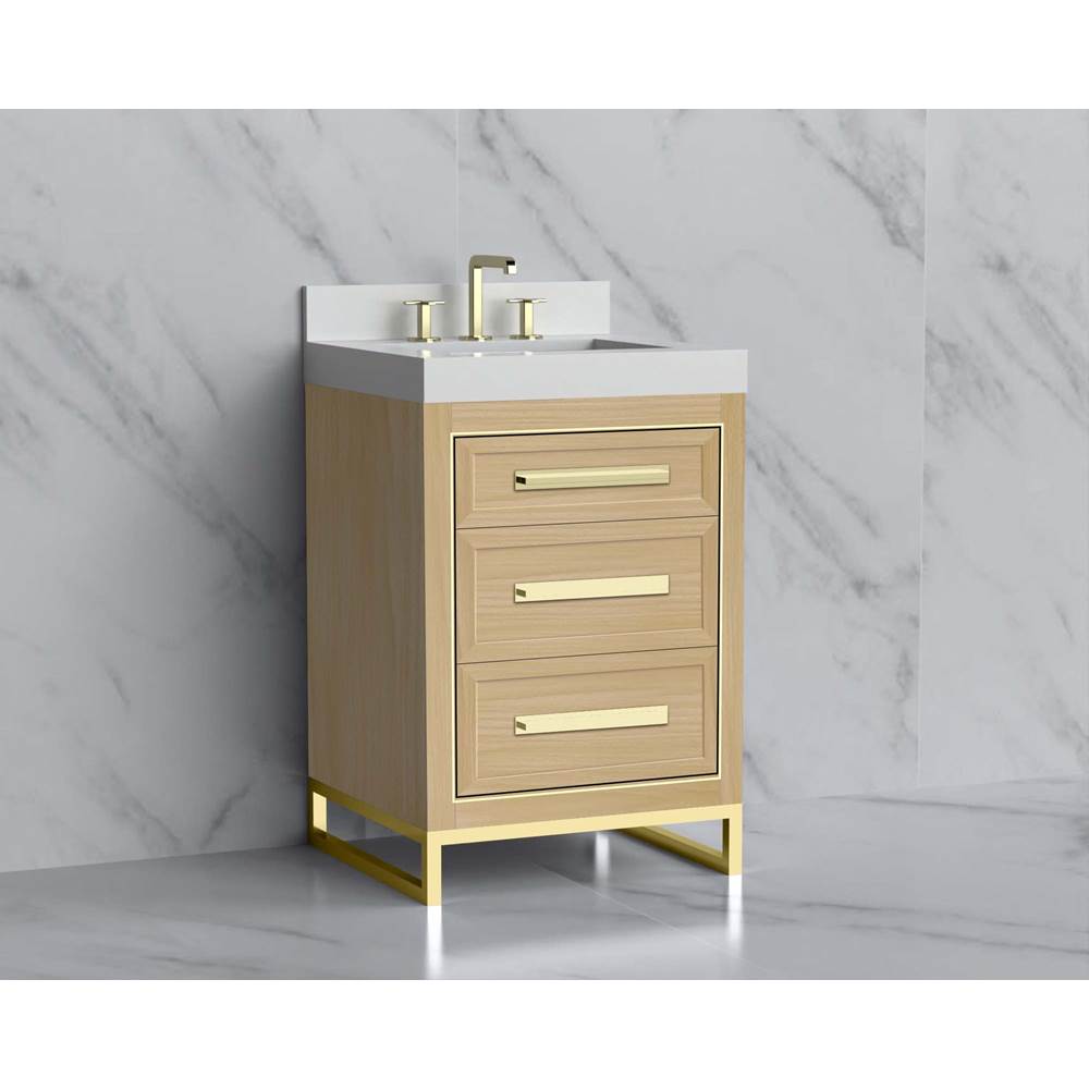 Madeli - Madeli Vision 24'' Free standing Vanity Cabinet in Natural Oak/HW: Handle & Feet Matte Black(MB) - Natural Oak With Matte Black